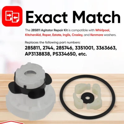 Kit de leva agitador para perros para lavadora Whirlpool, Kenmore 70 110 80 90 80040 Foto 1 de 4