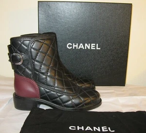 CHANEL booties, Pre-owned, Black/Burgundy Size 37 - Picture 1 of 10