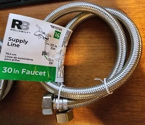 Reliabilt Flexible Faucet Supply Line Braided Stainless Steel 1/2" x 1/2" x 30" - Picture 1 of 1
