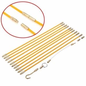 11 Ft. Fiberglass Running Wire Cable Coaxial Electrical Fish Tape Pull Push Kit - Afbeelding 1 van 3
