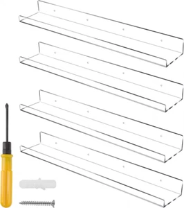 24 Inch Clear Floating Shelves 4 Pack Acrylic Invisible 24", 4 - Picture 1 of 7