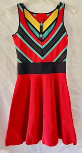 Z Spoke by Zac Posen Fit & Flare Bandage Jersey Chevron Dress Size Small - Picture 1 of 3