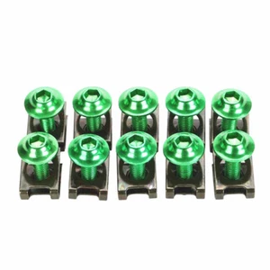 Green 6mm Fairing Body Work Bolt Kit Screw Spire Speed Fastener Clip Nut Sport - Foto 1 di 5