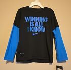 Nike Boys Black/Blue "Winning Is All I Know" T-shirt Size 4 (NEW)