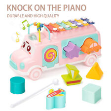 Baby Musical Bus Toys Toddler Activity Cube Xylophone Shape Sorter Kids Toy Gift