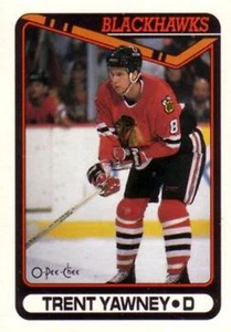 #297 Trent Yawney - Chicago Blackhawks - 1990-91 O-Pee-Chee Hockey - Picture 1 of 1