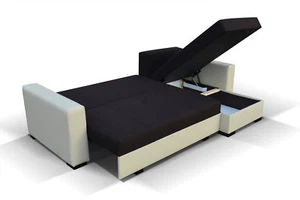 Design Ecksofa Newark Bettfunktion Couch Leder Textil Sofas Schlaf Sofa Couchen - Bild 1 von 11