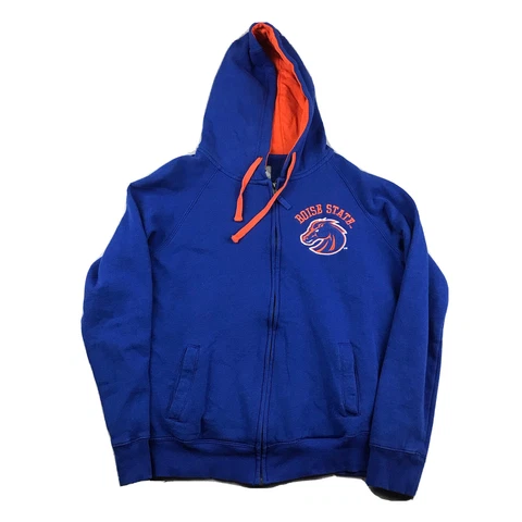 Boise State Broncos Hoodie Womens Large Blue Full Zip Hooded Sweatshirt NCAA Cover