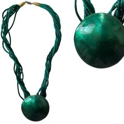 Collar isleño llamativo concha de jade aguamarina vintage - de gran tamaño Foto 1 de 4