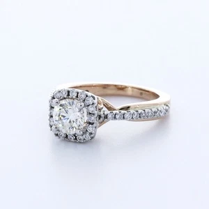 ANILLO DE PIEDRA LATERAL VINTAGE DE DIAMANTES CREADOS EN LABORATORIO E/VVS2 CORTE REDONDO DE 1,1 QUILATES CON PUNTA DE ORO 14K - Imagen 1 de 3