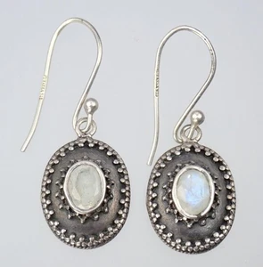 Lovely Vintage Sterling Silver JD WARKA Labradorite Dangle Earrings SUNDANCE - Picture 1 of 14