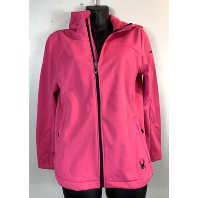 Chaqueta cortavientos Spyder rosa con capucha para mujer ~ grande Foto 1 de 4