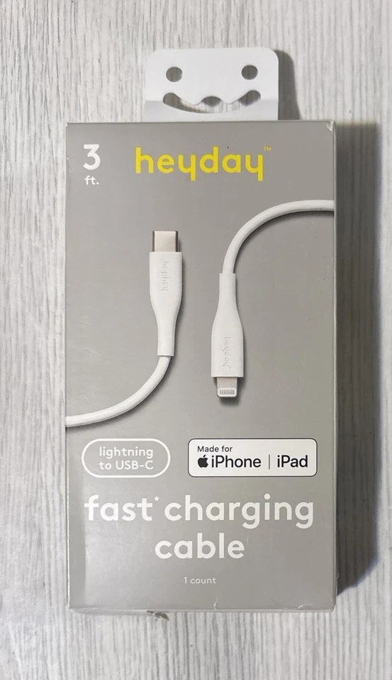 Heyday 3' Lightening To USB-C Fast Charging Cable - white, Made For iPhone iPad - Image 1 of 1