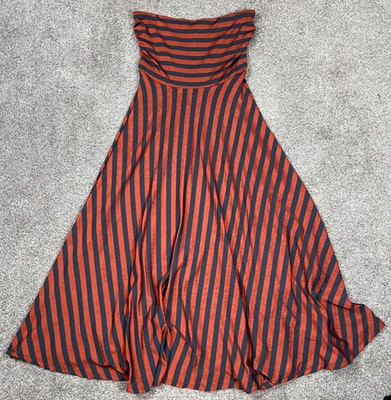 Maeve Dress Womens Medium Anthropologie Orange Striped Penny Strapless Stretch - Image 1 of 4