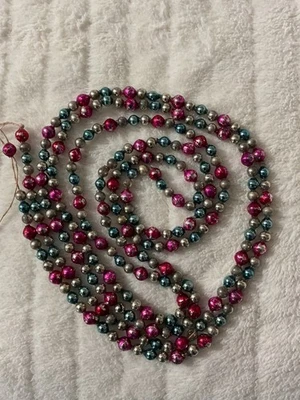 Vintage Christmas Multicolored Mercury Glass Garland Beads 9ft - Image 1 of 4