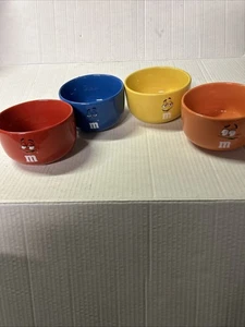 M&Ms fun Ceramic party Snack treat Candy Bowls dishes Blue Red Yellow Orange - Picture 1 of 7