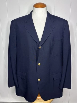 AS-IS Brooks Brothers Golden Fleece Mens 44R* Navy Blazer 3/2 Roll Hopsack USA - Image 1 of 4