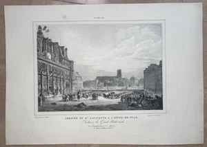 GENERAL LAFAYETTE IN PARIS 1830 CHAPUY & WATTIER VERY LARGE ANTIQUE VIEW - Picture 1 of 5
