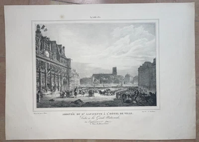 GENERAL LAFAYETTE EN PARÍS 1830 CHAPUY & WATTIER VISTA ANTIGUA MUY GRANDE Foto 1 de 4