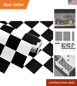 Black and White Checkered Contact Paper for Bathroom Kitchen Cabinet Backsplash - Picture 1 of 9
