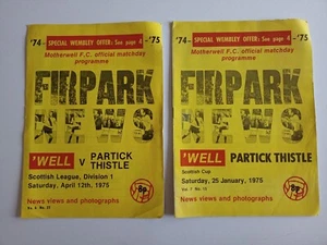 Lot x 2 Motherwell v Partick Thistle Scottish Football Programmes 1975 - Picture 1 of 4