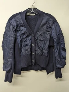 ZARA Women's Combination Knit Cardigan Sweater Jacket Blue Size XS - Picture 1 of 11