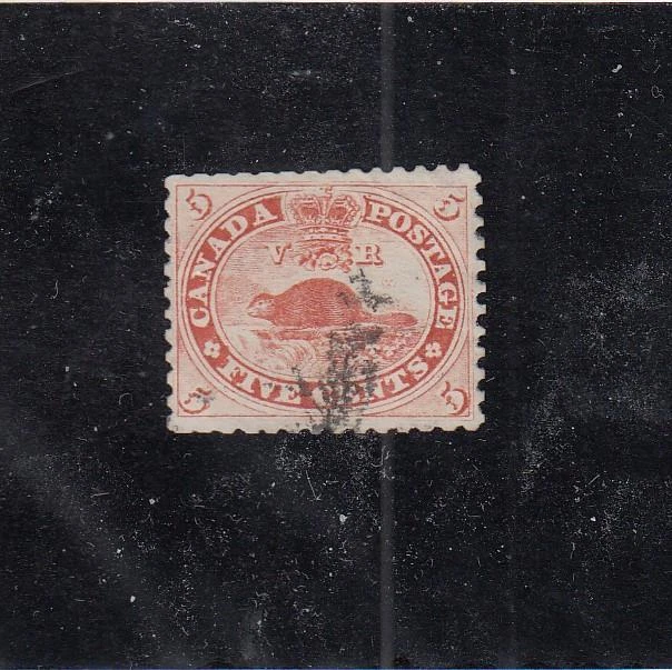 CANADÁ (MK7720) # 15c usado en estado bastante bueno 5 quilates 1859 castor/ladrillo rojo gato valor $60 Foto 1 de 1