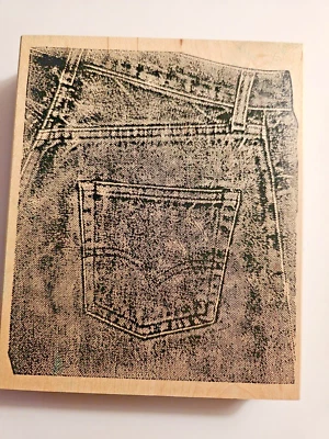 JudiKins Fondo Montaje Madera Sello de Goma Jeans Bolsillo Foto 1 de 2