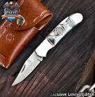 Csfif Forged Twist Damascus Pocket Folding Knife Bone Back Lock Edc Outdoor Gift