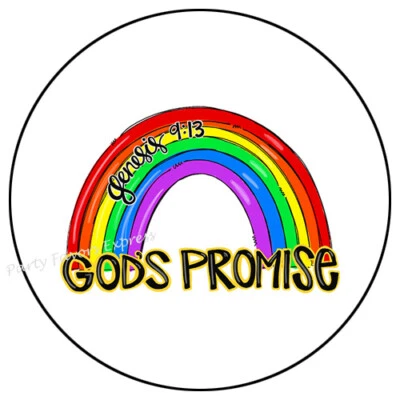 PROMESA DE DIOS ARCO IRIS SOBRE SELLOS ETIQUETAS PEGATINAS FAVORES DE FIESTA Foto 1 de 2