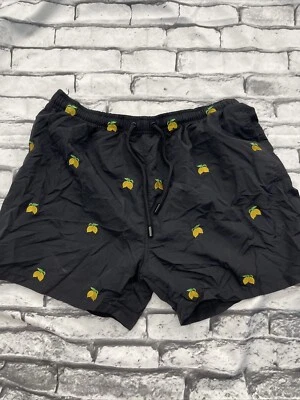 Warren Webber Beachwear Xl  Lemon - Black Swim Trunks H10 - Image 1 of 3