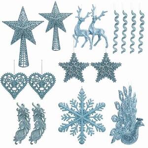 Christmas - Tree Decorations - Glitter - Ice Blue - Choose Item