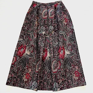 Gobelin Paisley Maxirock dunkel Blumen viktorianisch Castlecore Gypsy Boho Vintage Sm - Bild 1 von 10