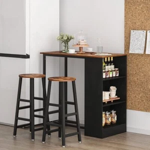 3Pc Bar Table 2 Stool Set Kitchen Breakfast Counter Dining Table Home Pub Set - Picture 1 of 9
