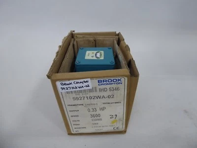 Brook Crompton 5927102WA-02 Electric Motor DA63SG-C 1/3HP 3600RPM 230/460V 3Ph  - Image 1 of 4