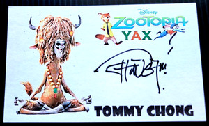 "DISNEY ZOOTOPIA" TOMMY CHONG "YAX" AUTOGRAPHED 3X5 INDEX CARD