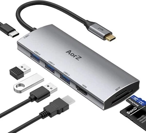 🔥AorZ USB C Adapter 7 in 1 w/ 4K HDMI Output, 3 USB 3.0 Ports, SD/Micro SD🔥 - Picture 1 of 5