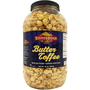 Butter Toffee Flavored Popcorn - 32 oz Large Tub - Bulk Gourmet Deliciously O... - Picture 1 of 6