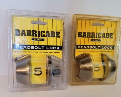 Lote de 2 cerraduras Yale Barricade Deadbolt tono dorado paquetes sellados modelos antiguos Foto 1 de 4