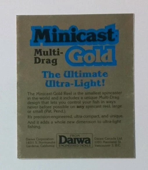 Folleto de aparejos de pesca de agua dulce sistema dorado minidifusión Daiwa de colección Foto 1 de 1