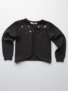 3 Pommes NWT Black Cardigan Sweater with Sequins Girls Sizes 4, 5, 6   - Picture 1 of 2