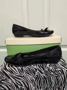  Natural Soul Valentine  Black Shiny Slip-on  Size 9 M  Low Wedge Women's  - Picture 1 of 11