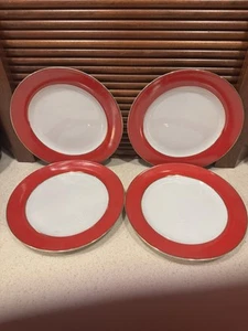 Vintage Lillian Vernon Red Banded Salad Plates - Set of 4 - Picture 1 of 8
