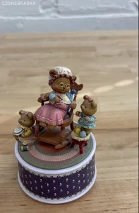 Enesco "Playful Teddy Bears" Multicolor Vintage Music Box - Picture 1 of 6