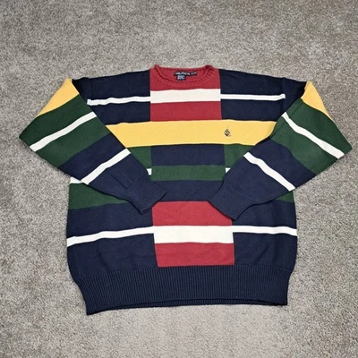 Vintage Nautica Men's Sweater Color Block Black X-Large - Image 1 of 4