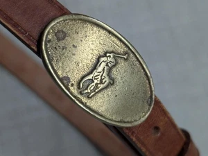 Vintage 80er Messingschnalle POLO by RALPH LAUREN Ledergürtel 28 Western Rindsleder - Bild 1 von 13