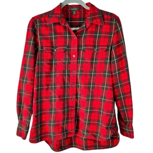 Ralph Lauren Flannel Shirt Medium Red Green Plaid Cabincore Lumberjack Classic - Picture 1 of 11
