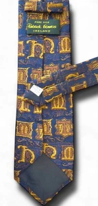 PATRICK FRANCIS Ireland Celtic Pi Alchemy Symbol Navy Blue Gold Silk Tie Necktie - Picture 1 of 24