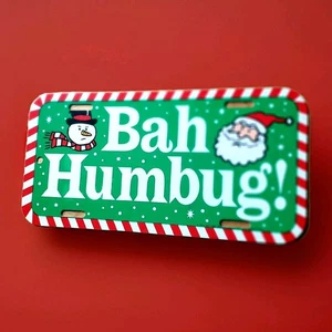 Bah Humbug Snowman & Santa Christmas License Plate 6 X 12 Inches Plastic New  - Picture 1 of 2