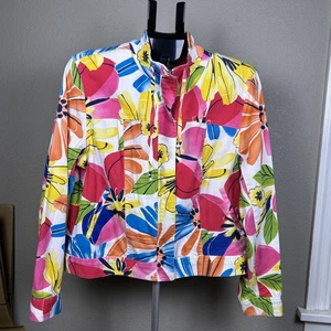Chaqueta floral con cremallera Coldwater Creek talla 12 usada en excelente estado - Imagen 1 de 6